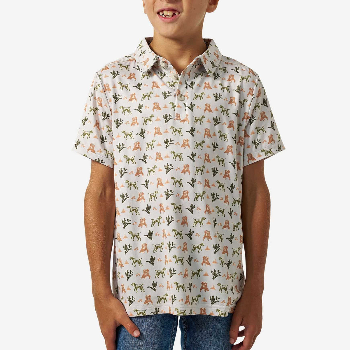 Burlebo Youth Performance Polo - Mallard Duck Dog
