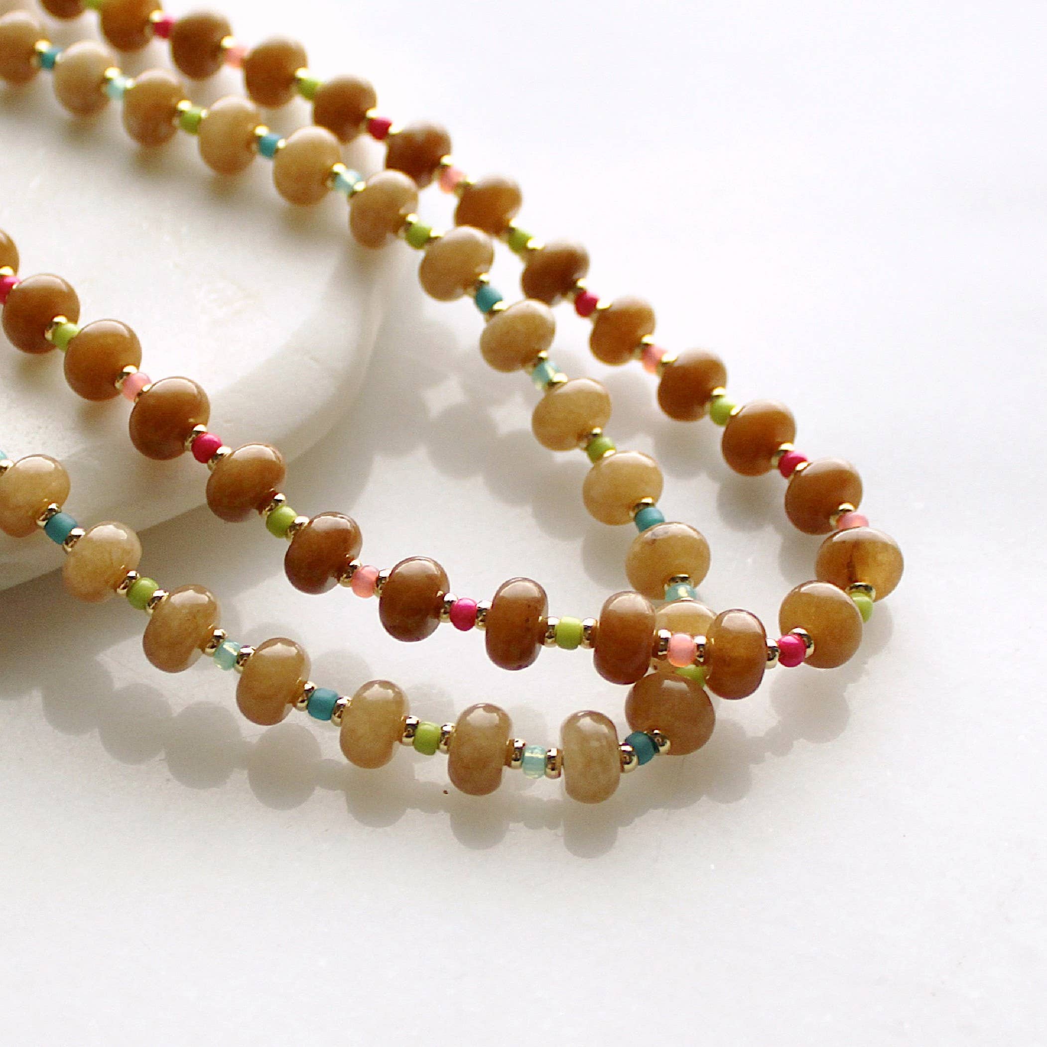 Saddle Stone Candy Necklace: Light Brown