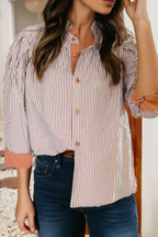Little Daisy Closet- Women's Striped Frilled Collar Button Down