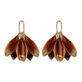 Caramel Gold Dipped Fall Feathers Statement Earrings