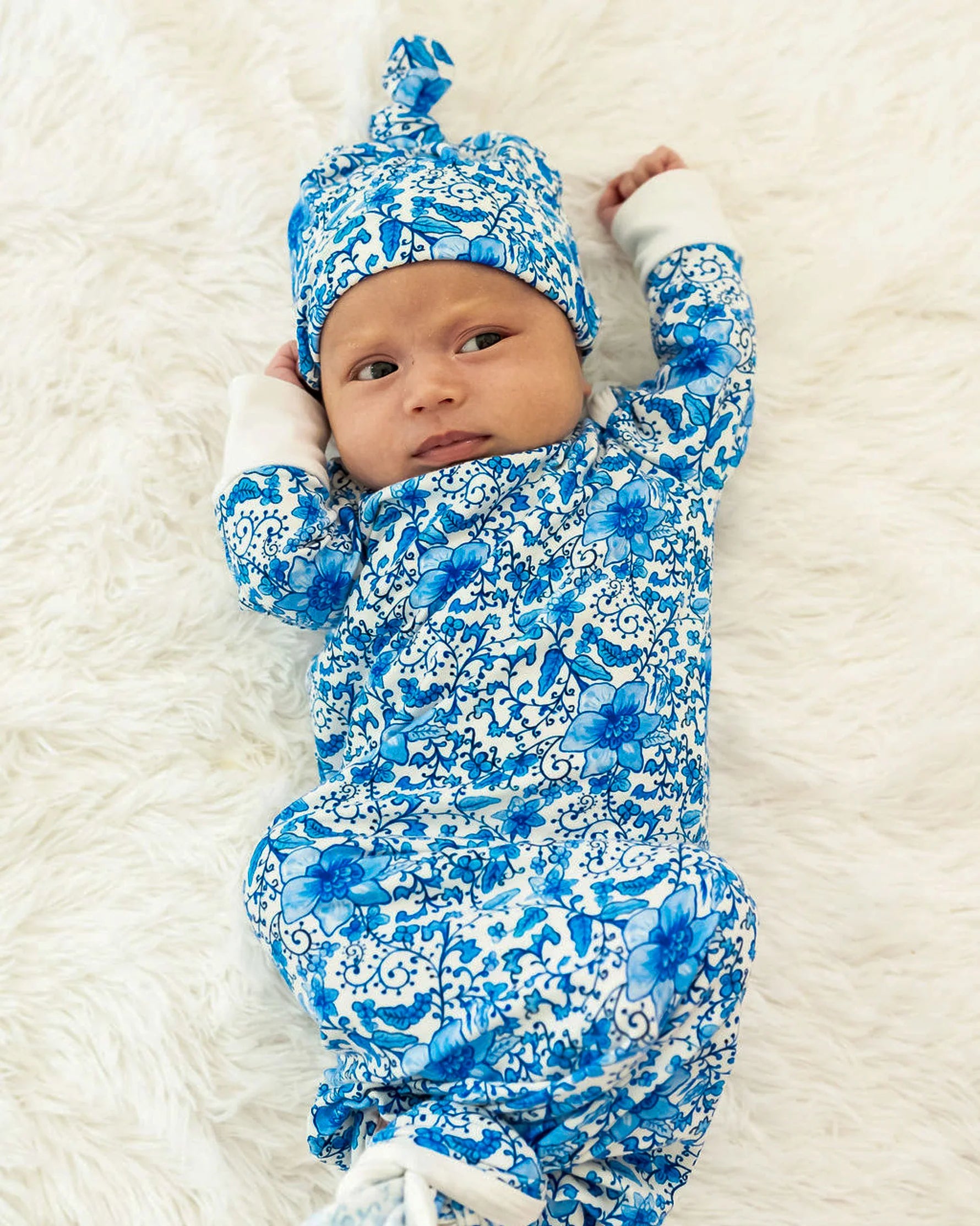 Charming Chinoiserie - Newborn Baby Gown + Hat