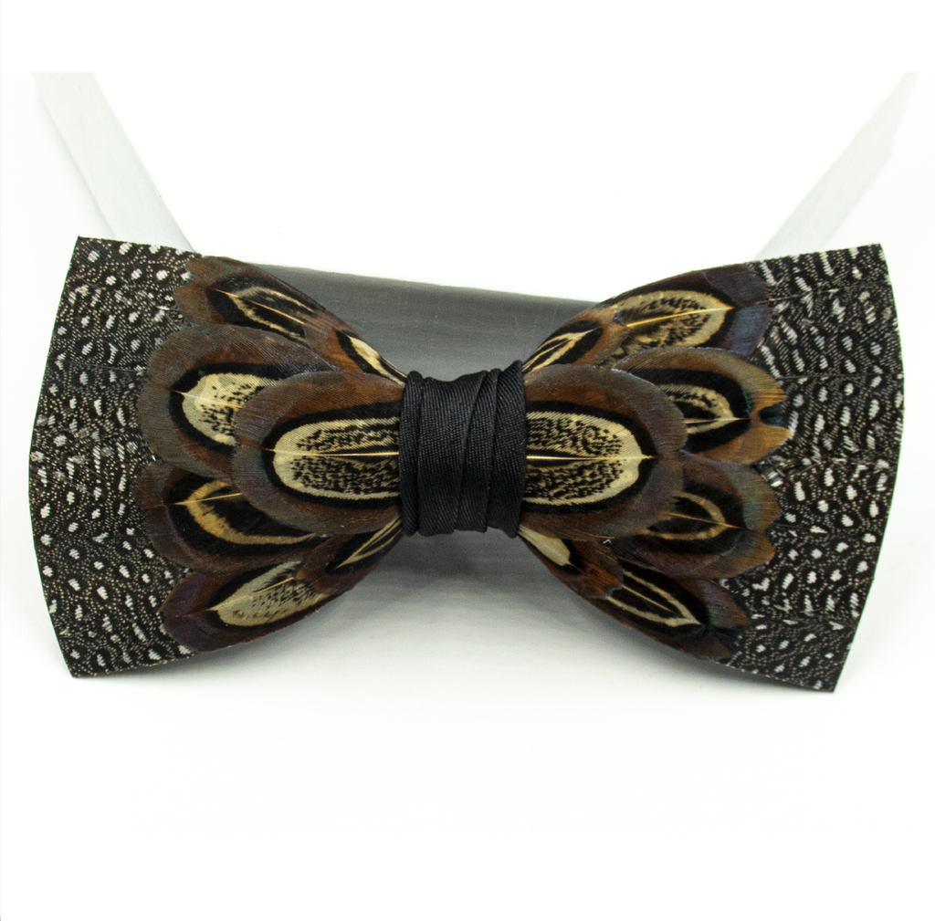Feather Bow Tie 11 - Guinea & Pheasant
