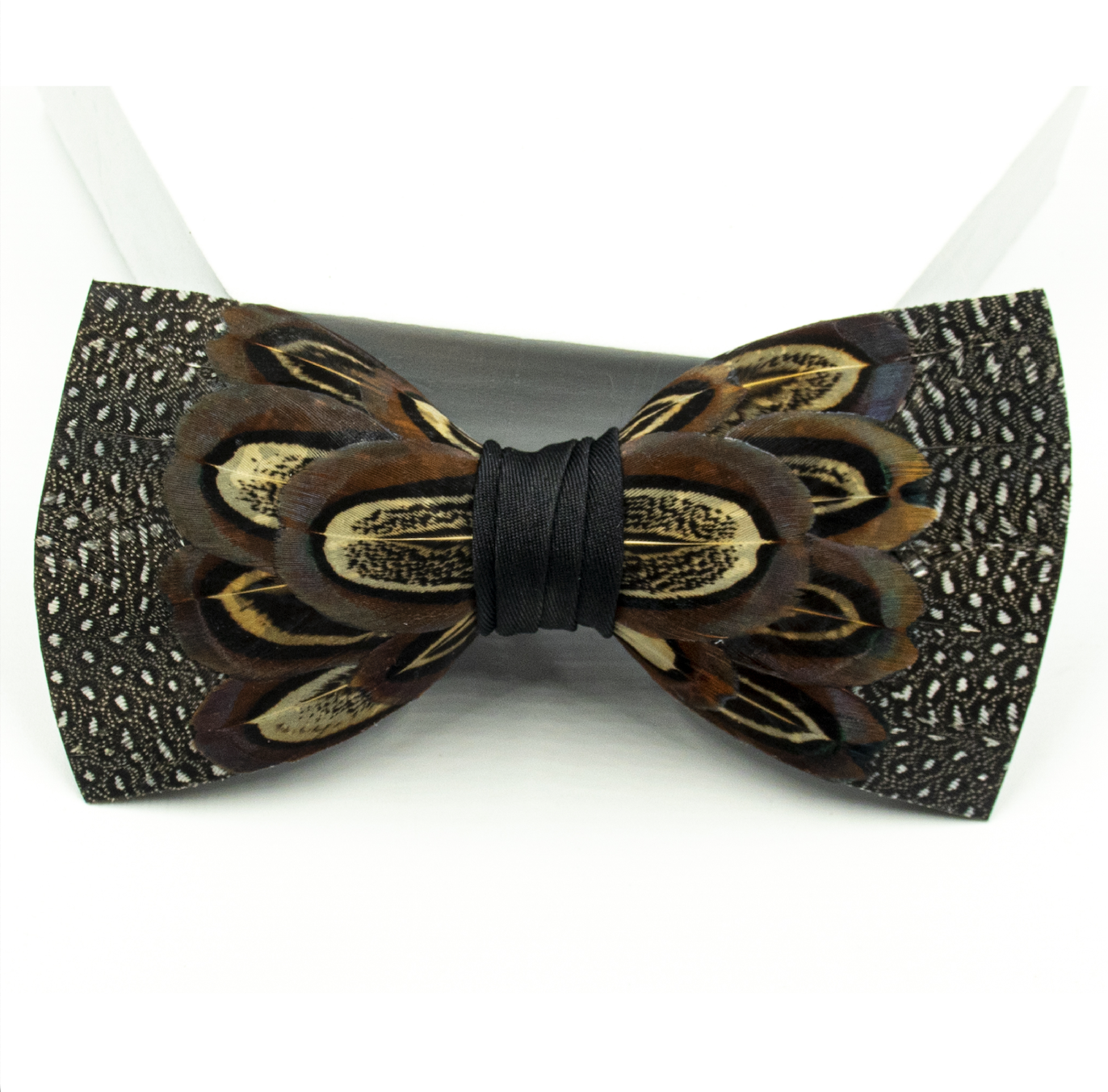 Feather Bow Tie 11 - Guinea & Pheasant