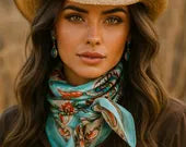 Turquoise That So 70\'s Paisley Wild Rag / Scarf