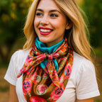 Blue and Pink Roses Wild Rag / Scarf
