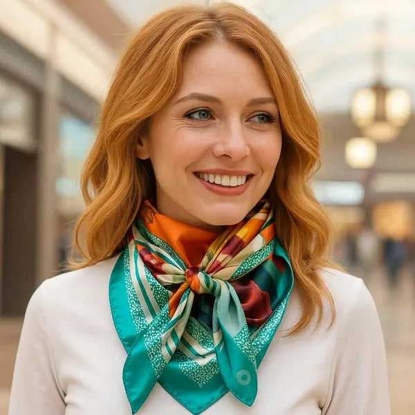 Teal and Orange Floral Wild Rag / Scarf