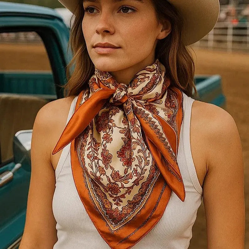 Burnt Orange & Tan Wild Rag / Scarf