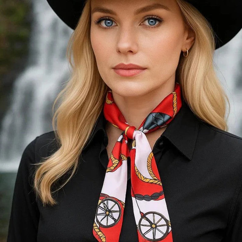 Red Western Skinny Mini Wild Rag Scarf / Cowgirl Necktie
