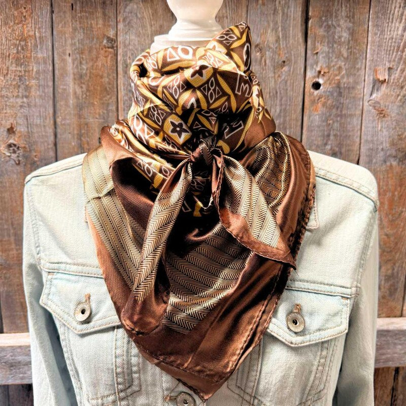 Brown and Yellow Multi Pattern Wild Rag / Scarf